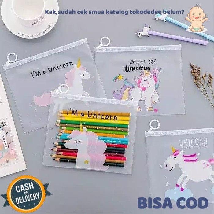 

Zipper Bag Transparan Karakter Unicorn / Tempat Pensil Uni