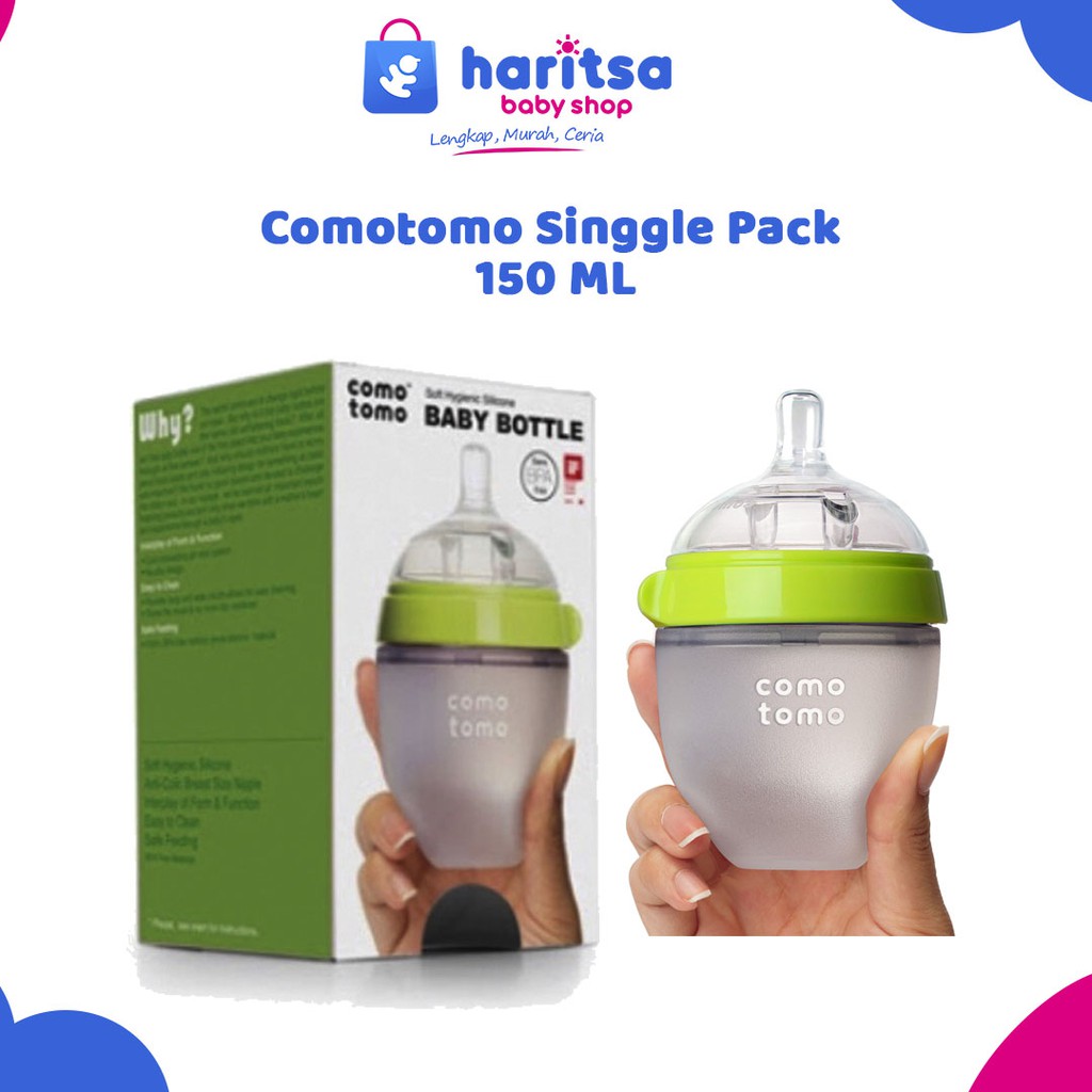 [ASLI] COMOTOMO Bottle 150ml Green &amp; Pink / Botol Susu Comotomo / botol susu bagus / botol susu premium