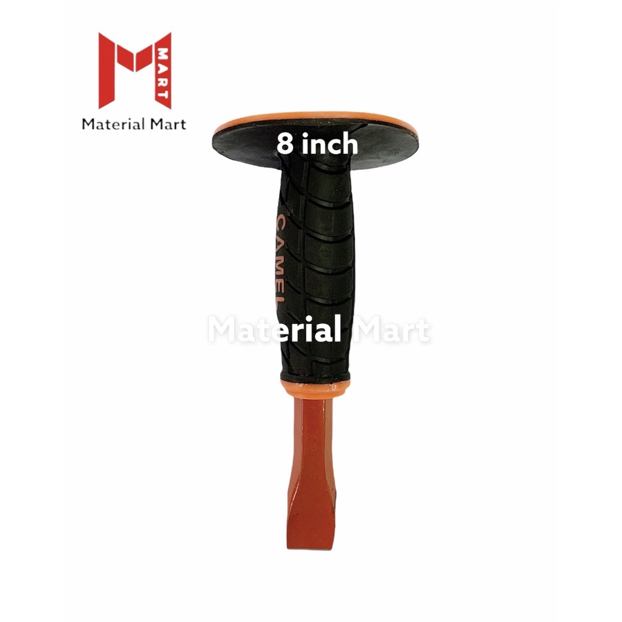 Pahat Topi Gepeng Gagang Karet 8 Inch | Betel Beton Rata 8&quot; | Chisel | Material Mart