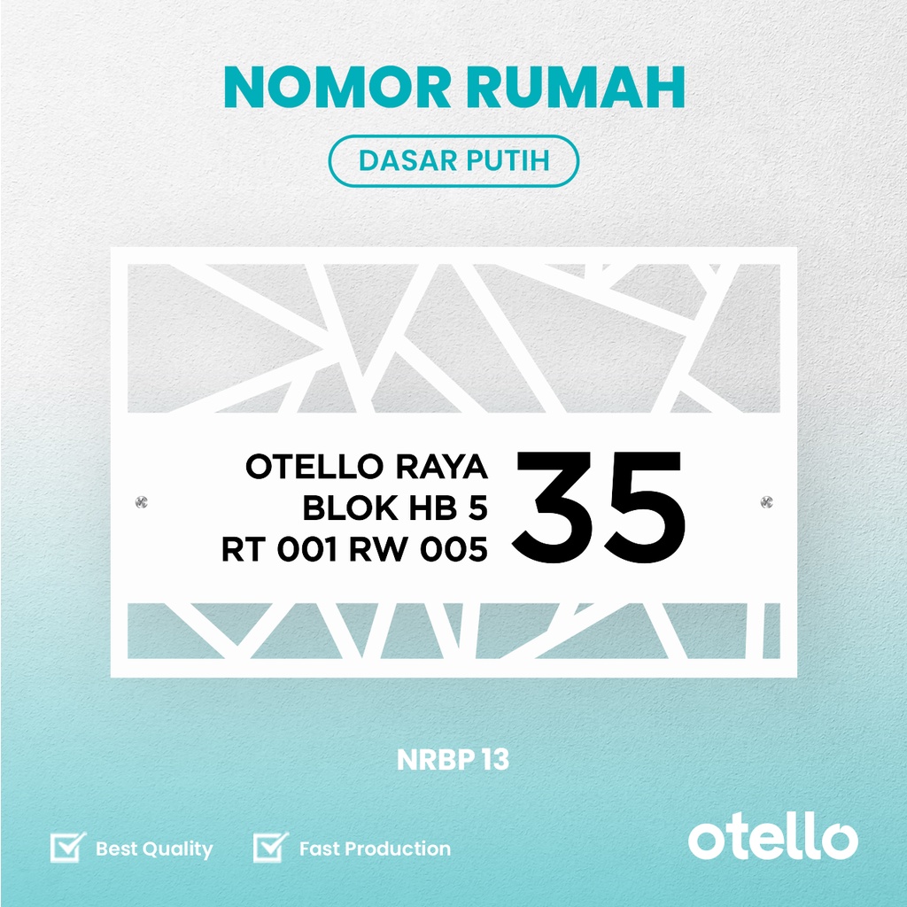 Custom Papan Alamat Acrylic Bolong + UV Print Nomer Cetak Nomor Rumah Kost Hotel Mewah House Number Otello NRBP 13