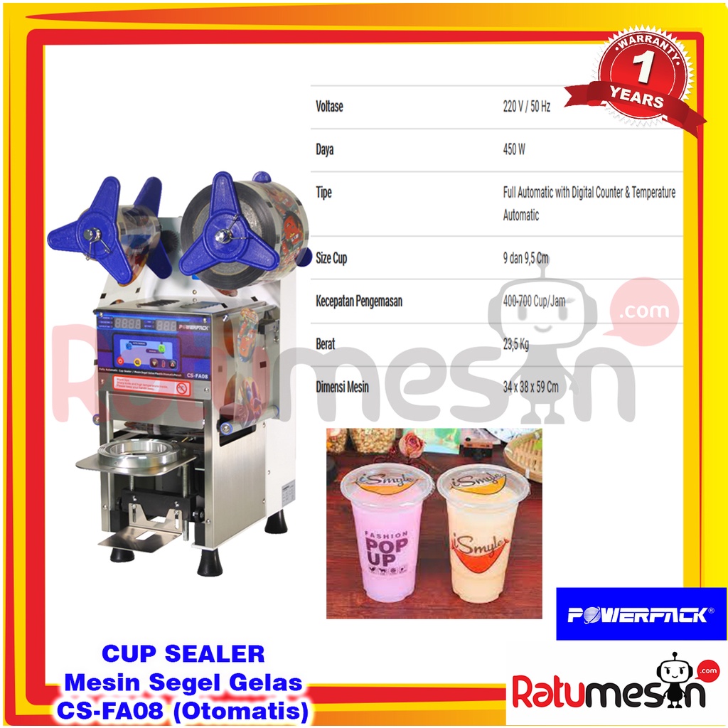 Cup Sealer / Mesin Segel Gelas Plastik CS-FA08 POWERPACK - Full Otomatis & Digital Counter