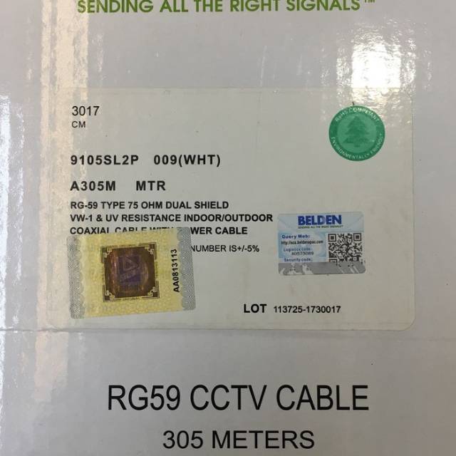 Kabel CCTV RG59 BELDEN 305Meter/ Rg 59  belden