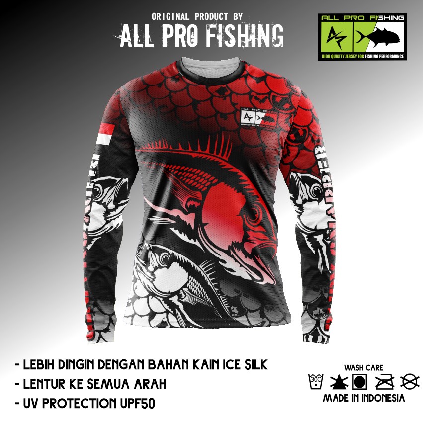 Jersey mancing lengan panjang ruby snapper bisa custom nama bya allpro fishing dengan bahan milano d