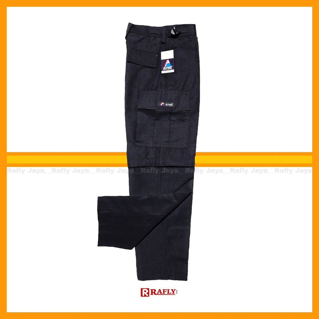 Celana Cargo PDL Hitam Bahan Ripstok dan Katun Drill - Celana Hiking / Rafly Jaya