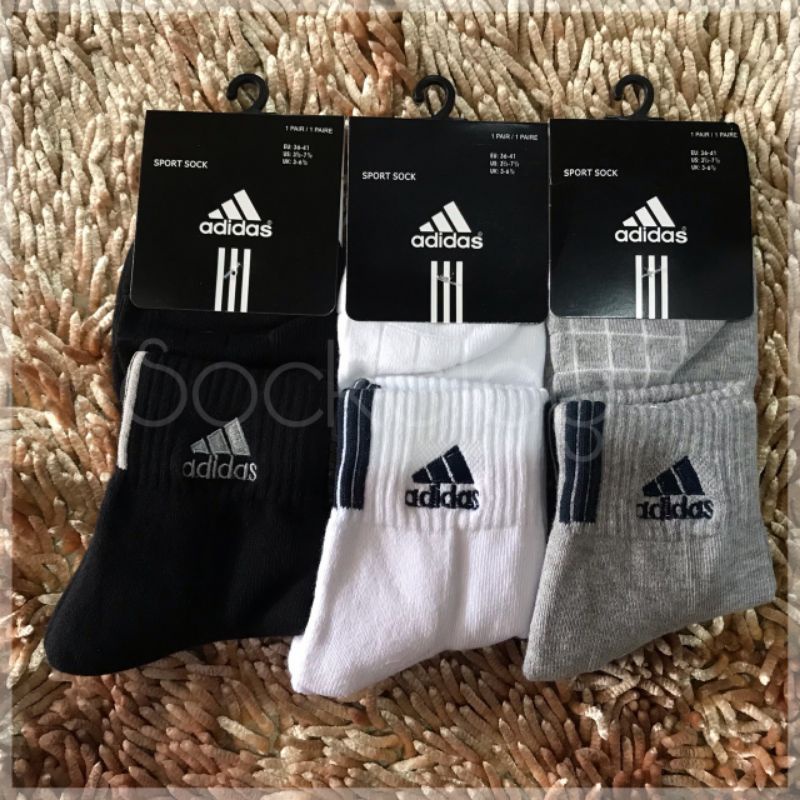 (min 3 @27.500) Kaos kaki sport branded adidas bordir 3/4 tebal (quality premium)