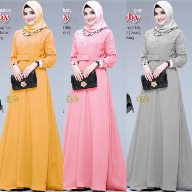 Gamis Brokat tille Resleting Depan(Busui) Nusantara #batikmurah #batikterlaris