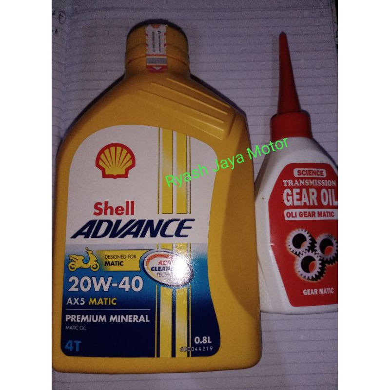 Paket oli shell ax5 matic 20-40w 800ml + gardan sience 120ml for beat/vario/esp/f1/scoopy/mio