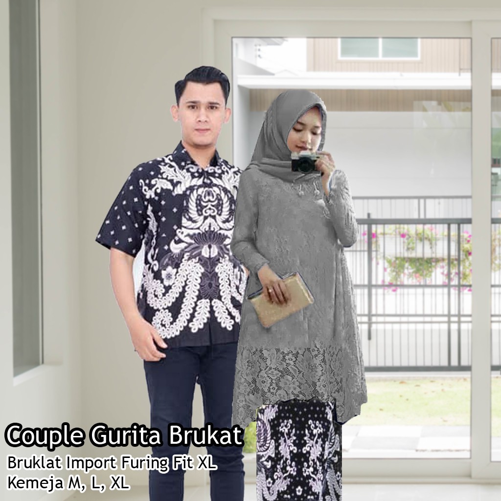 [ADA ANAK] Couple Batik Tunik Brokat Premium Halus Motif Gurita Putih Raisa #3