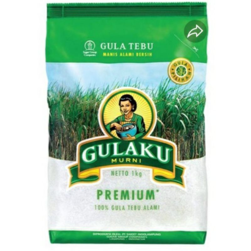 

Gula pasir gulaku 1kg putih (bungkus hijau)