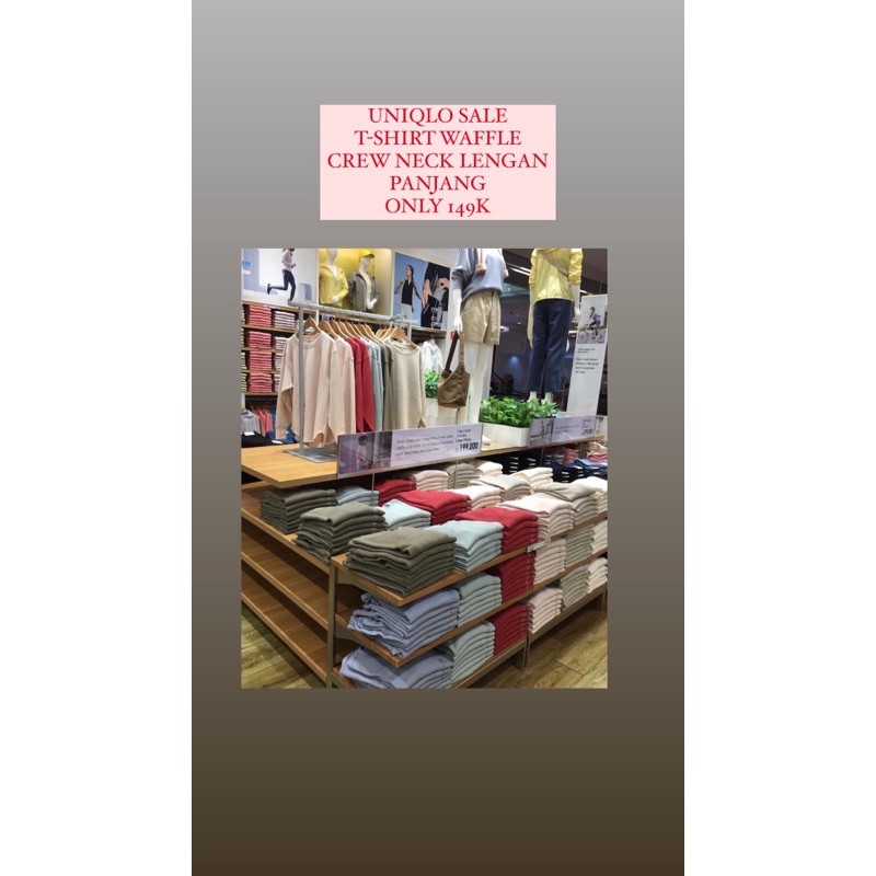 T-SHIRT WAFFLE UNIQLO LENGAN PANJANG ORI SALE 