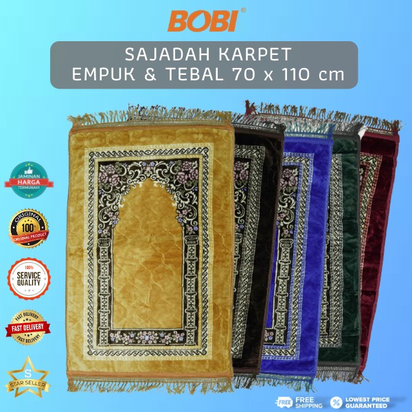 Sajadah TEBAL Premium Busa Motif Bervariasi Rumbai atau Polos / Sajadah TERMURAH Uk.70cmx110cm