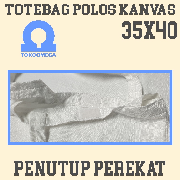 tokoomega Tote Bag Polos Kanvas Putih Premium 35x40