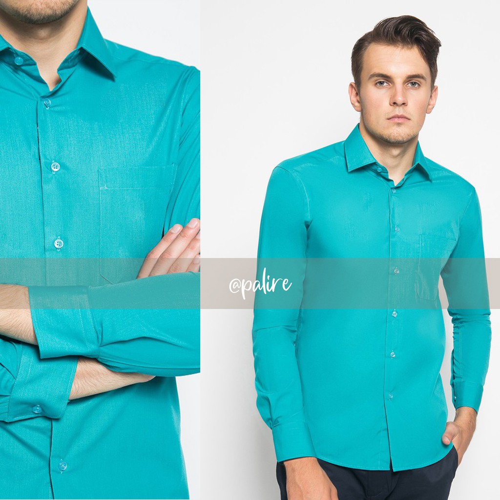 KEMEJA HIJAU TUA PRIA / ALISAN POLOS LENGAN PANJANG SLIMFIT H5