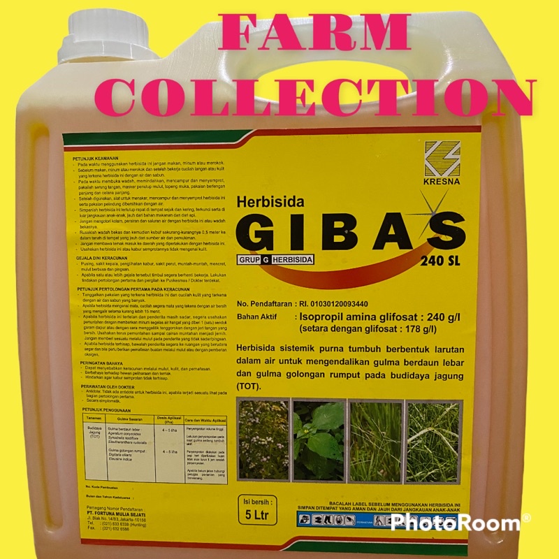 GIBAS 5Liter 5L HERBISIDA SISTEMIK GLIPOSAT GLIFOSAT Pembasmi Rumput Gulma Tuntas sampai Akar SAMA R