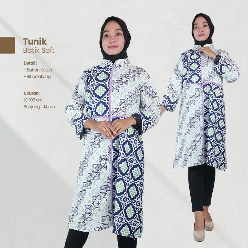 Tunik Wanita Motif Batik Soft Lengan Panjang- Naira Batik