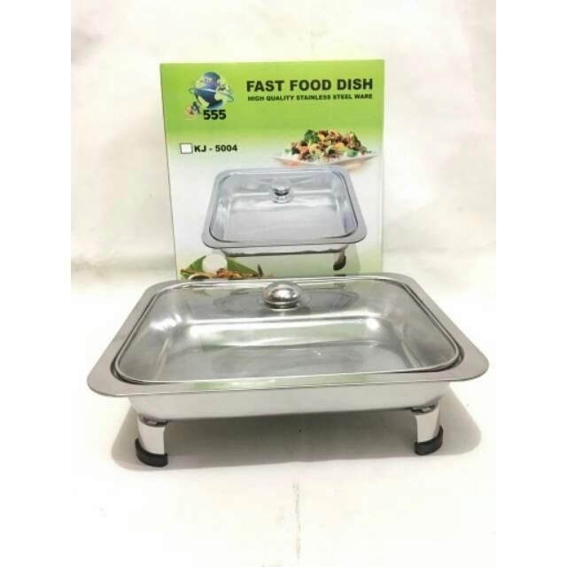 Serving Dish HC / Prasmanan Stainless Steel + Tutup Kaca - FAST FOOD DISH