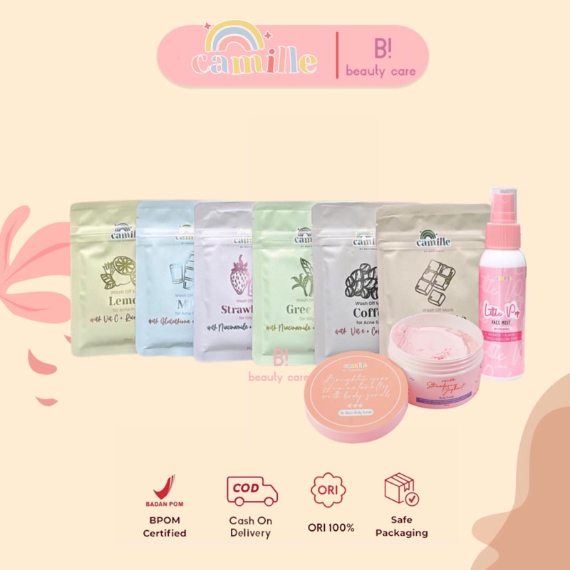 [READY SIAP KIRIM] Masker Camille FREE spatula | Little Pop Face Mist Camille | Body Scrub Camille Beauty