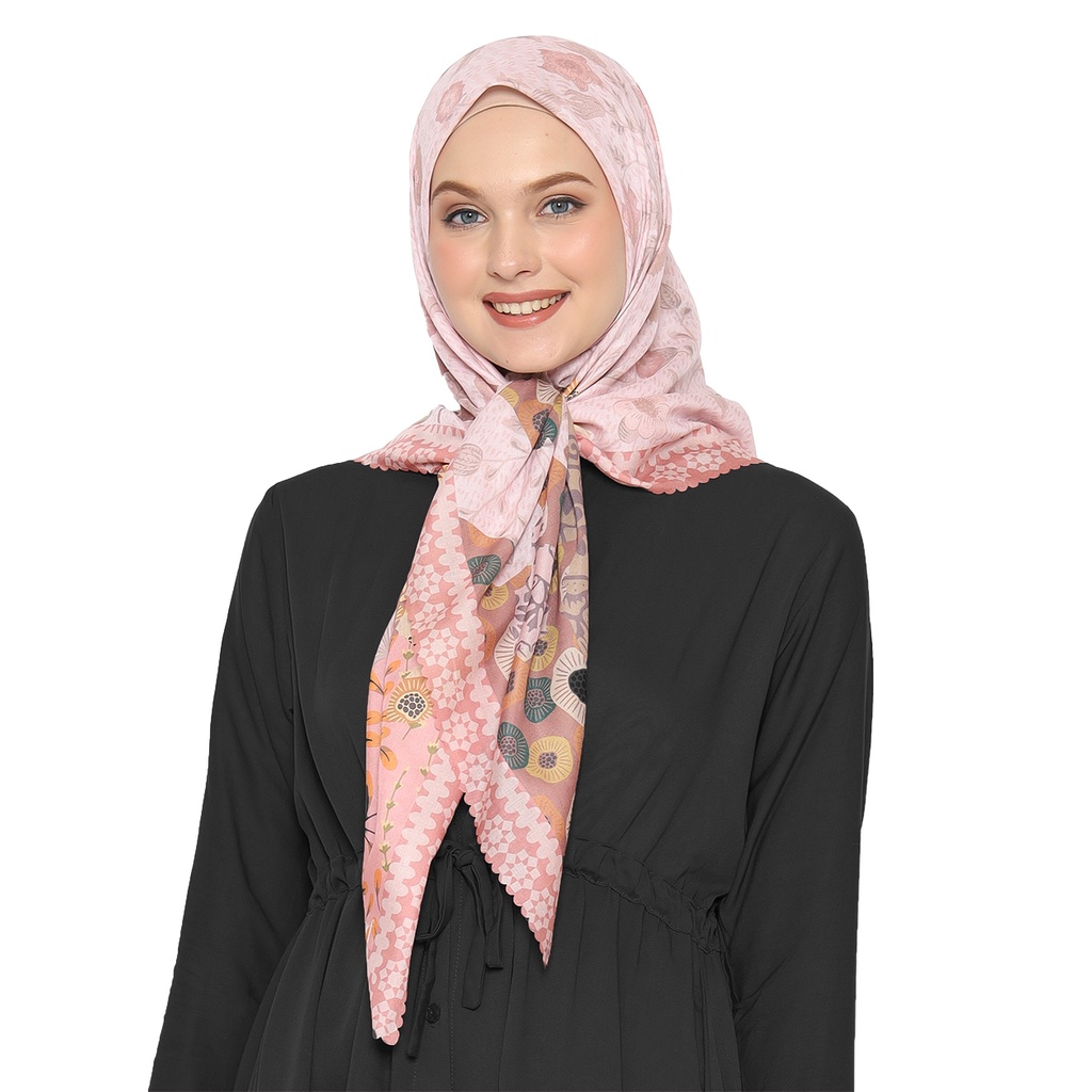 ADANA SERIES - PINK Diiva Scarf Voal Motif Print Premium Jilbab Hijab Kerudung Segiempat
