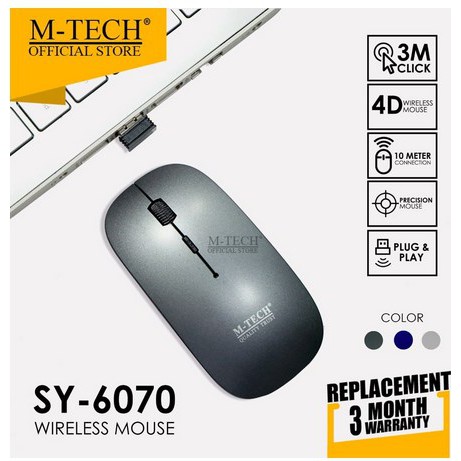 Mouse Wireless PC Komputer Laptop Mtech 6070 Mouse Wireless slim naxen M2