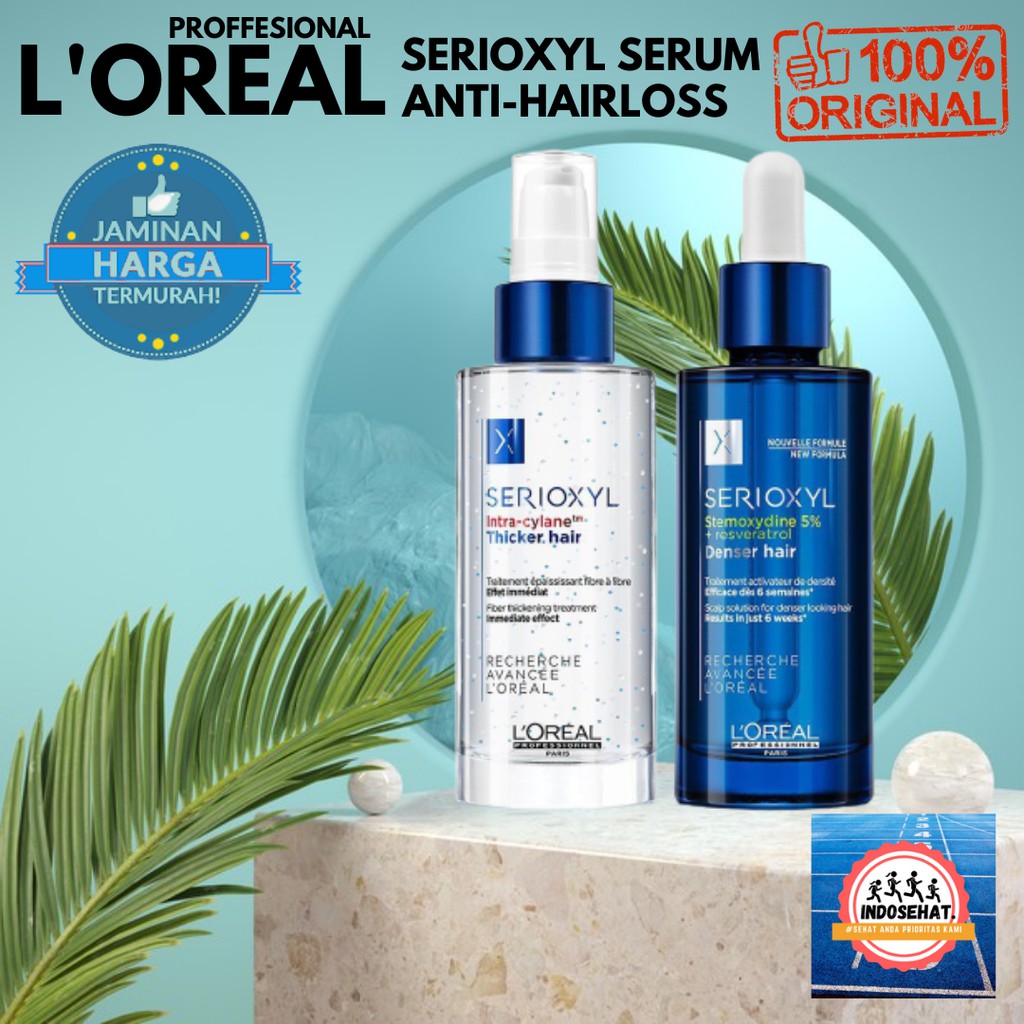 LOREAL Serioxyl Denser & Thicker Hair Serum Set - Penumbuh Perawatan Rambut Rontok Rusak Tipis