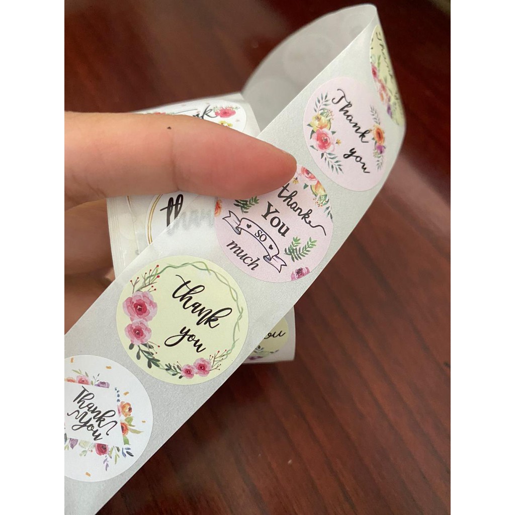 

Stiker Label Sticker Thank You Gift Bakery segel seal Floral Bunga Pastel Pink Yellow Present Hadiah