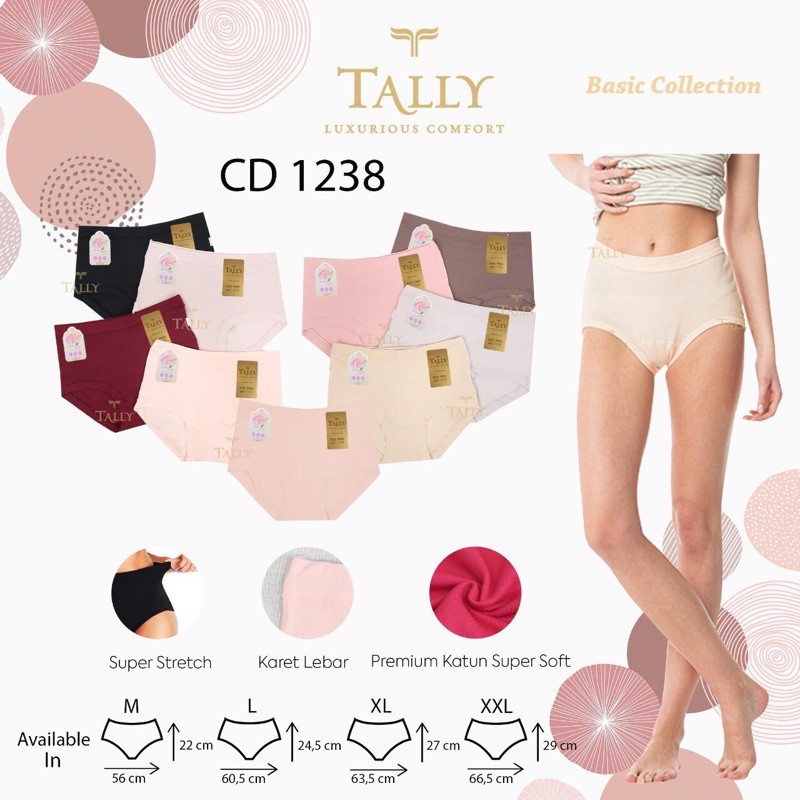 TALLY CD CELANA DALAM 1238 | KATUN | SIZE M-XXL | HIGH WAIST