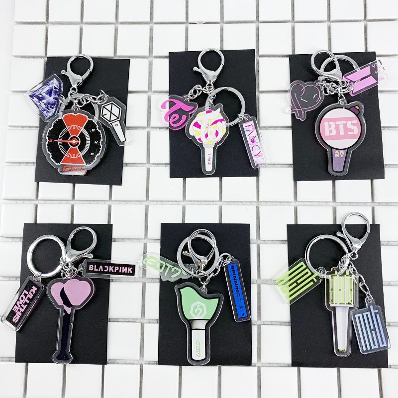 KPOP BTS BLACKPINK TWICE RedVelvet ATEEZ StrayKid IU SJ Keychain EXO GOT7 NCT Key Ring Bag Pendant