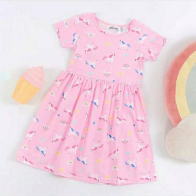 Dress Anak Perempuan Unicorn Pink