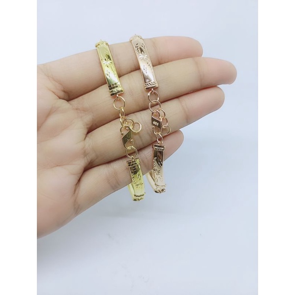 gelang perak asli lapis emas/gelang rante penang ukir/gelang silver asli 925