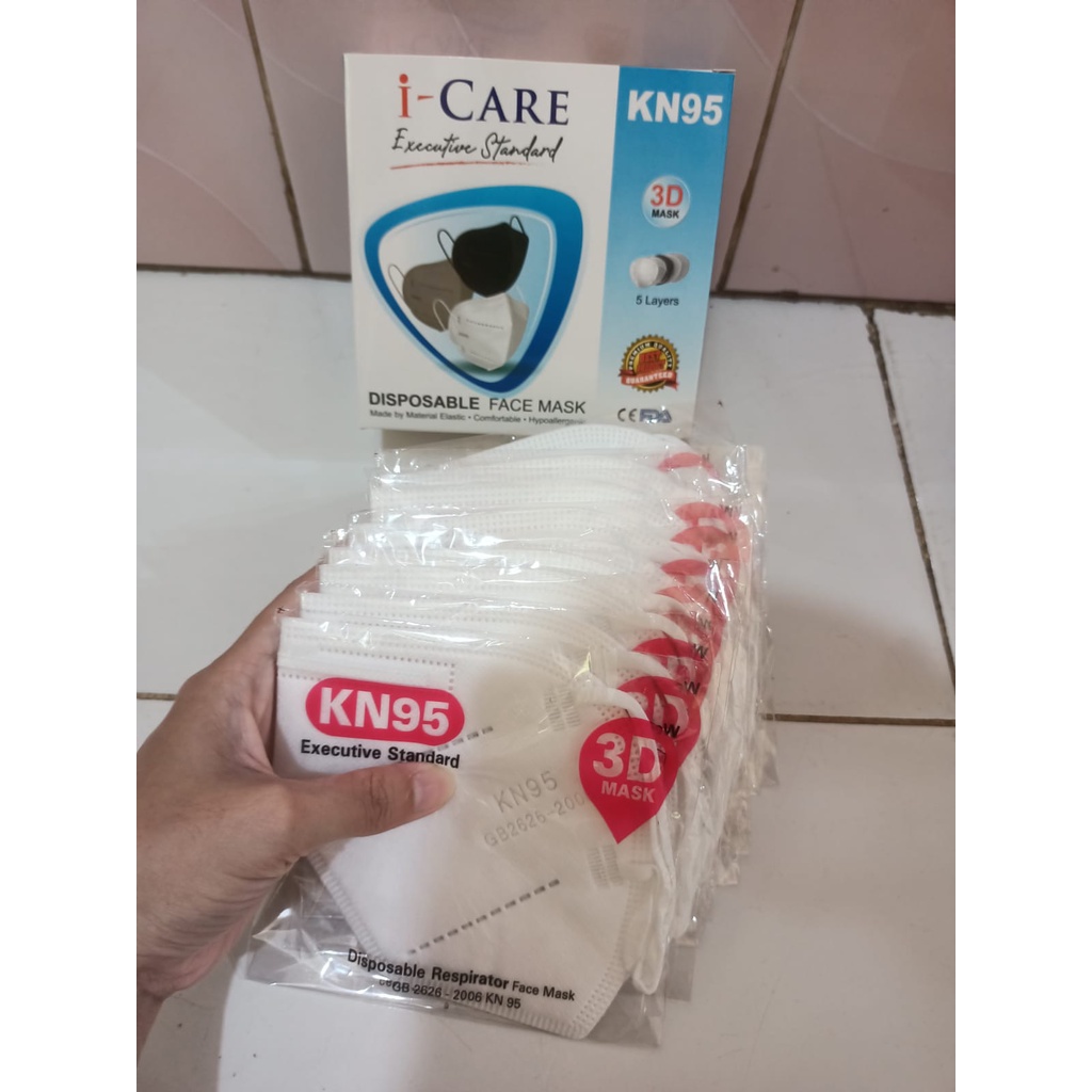 Maker kn95 Masker KN95 icare 3D 5ply Masker i care KN95 PER PCS Warna Putih MASK KN95 3D