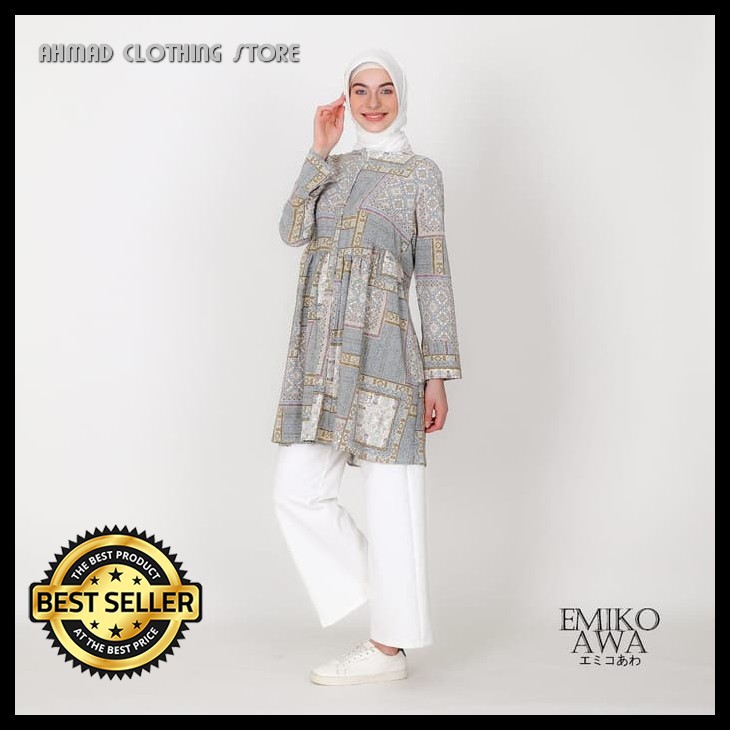 Baju Tunik Wanita Nadine - Emikoawa Dijamin Adem Tunik Cewek Termurah Premium Jepang - Biru Muda