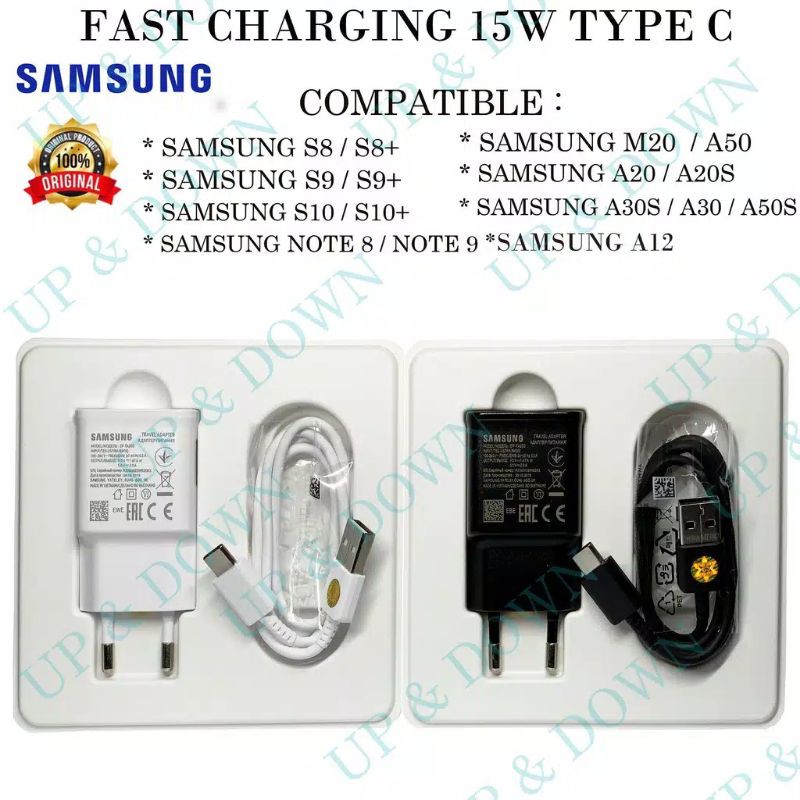 Travel Charger Samsung A12 USB Type C 15W Fast Charging ORIGINAL