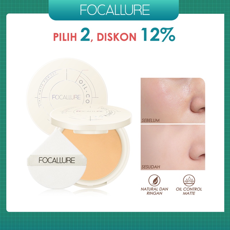 Focallure Natural Oil-Control Powder Waterproof Compact Powder Stay-Matte Powder Up To 12 Hours FA236