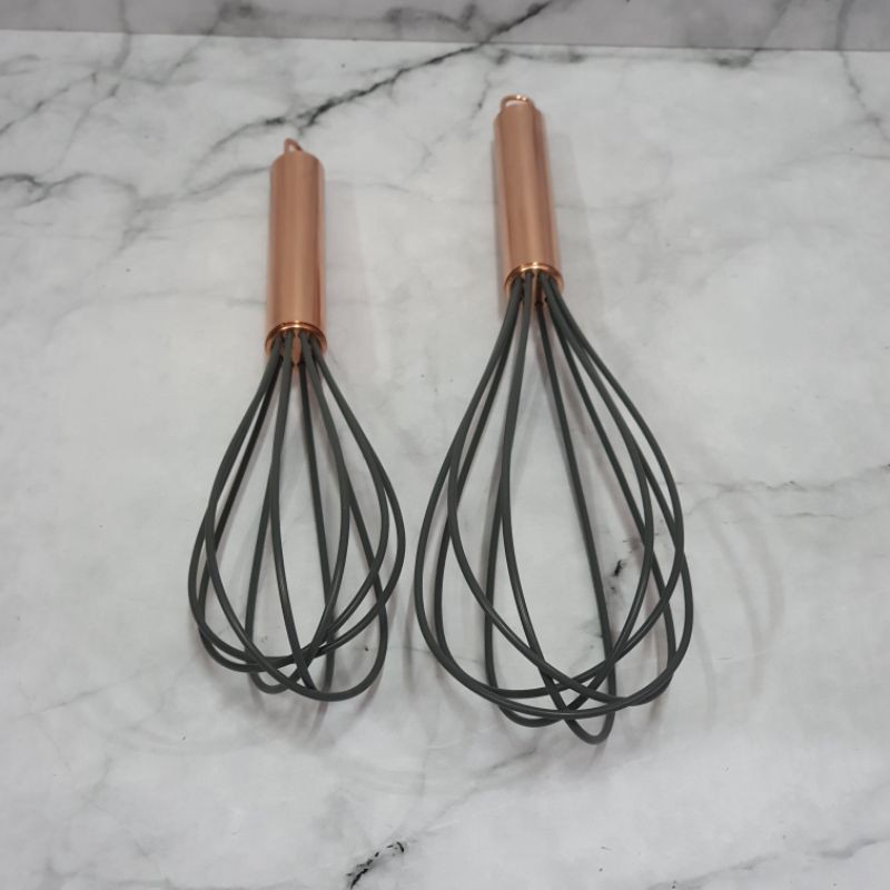 silicone balloon whisk with Rose gold handle / kocokan telur / egg beater