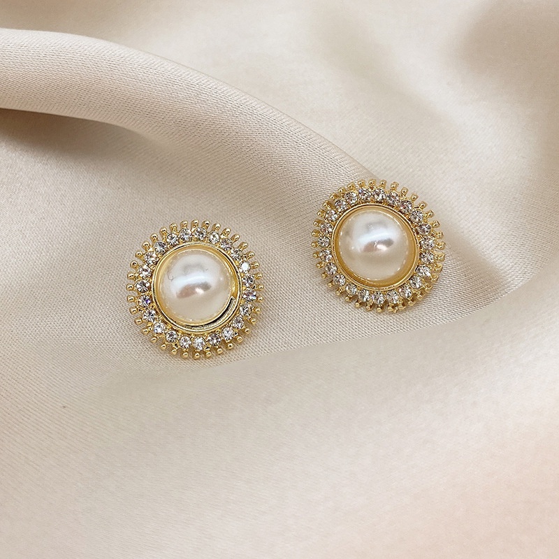 Anting Mutiara Gaya Korea bunga anting bulat anti karat