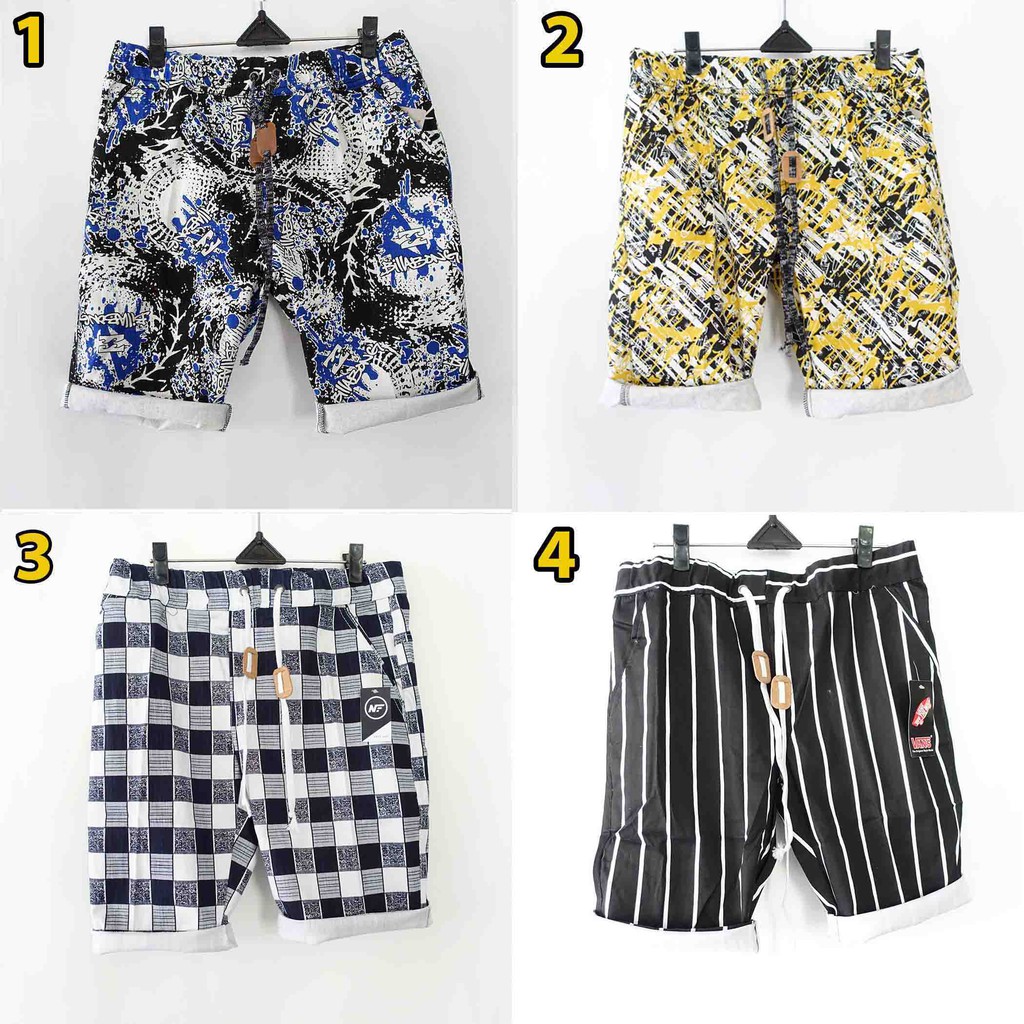  CELANA  CHINO MOTIF PRINT PENDEK CHINOS PANTAI  KOLOR  