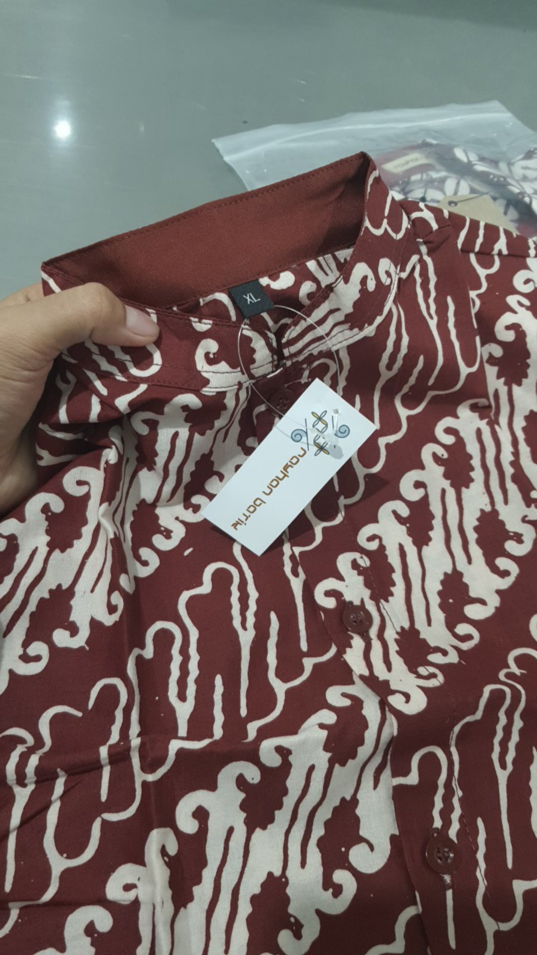 Kemeja Batik Anak Pendek Maroon Series