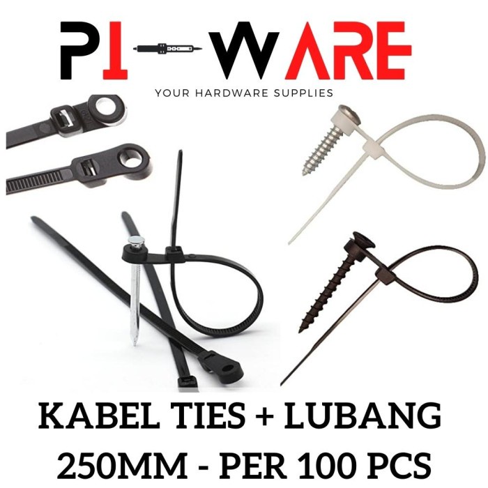 Kabel Ties Plus Lubang Hole Tie Zip Nylon Klip Cable Isi 100 Pcs