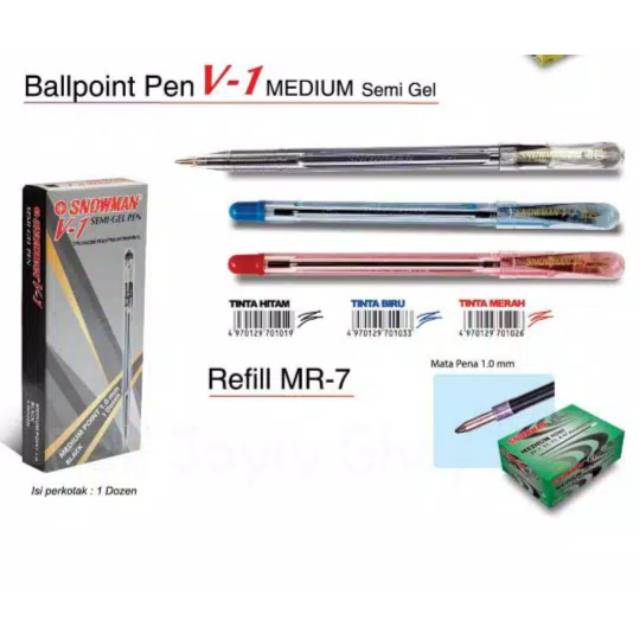 

Bolpoin Pulpen Snowman :1 Semi Gel Pen Warna Hitam