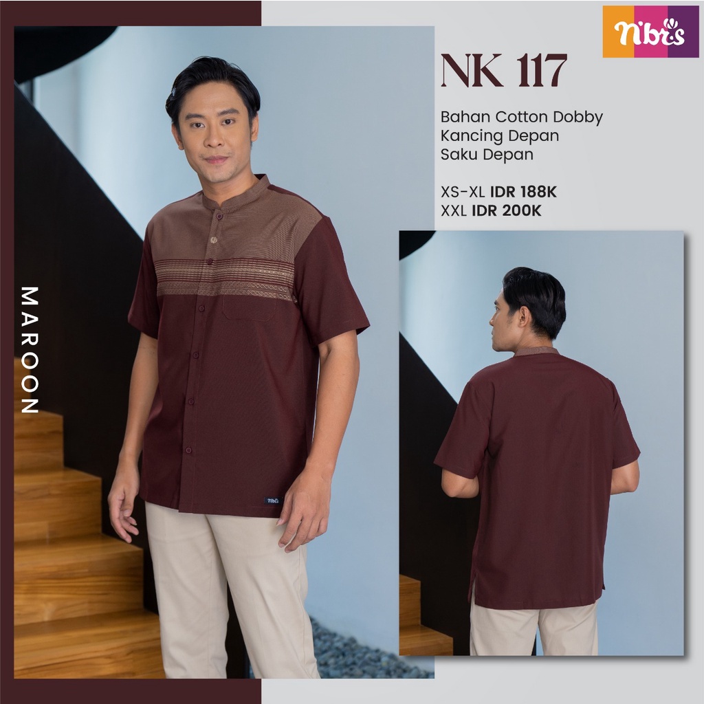 Nibras Koko NK 117 Bahan Cotton Dobby Atasan Pria Modern Simpel Kekinian by Nibras bisa COD