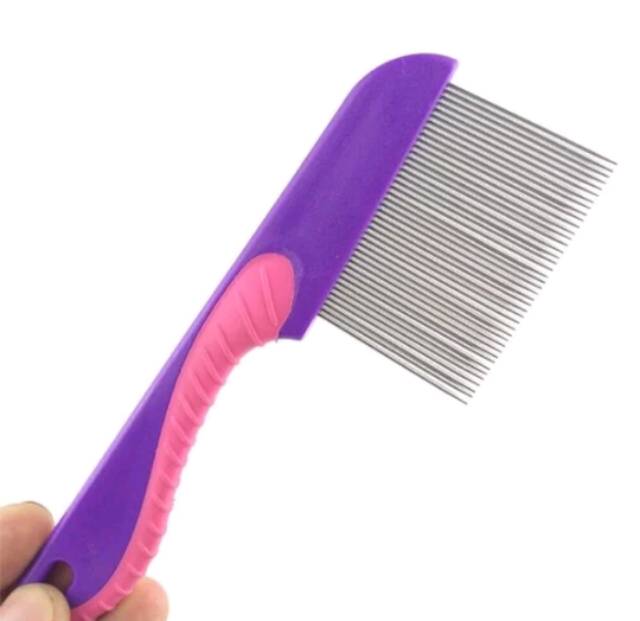 Sisir Anti Kutu Ketombe Grooming Anjing Kucing Stainless Steel Serit Warna