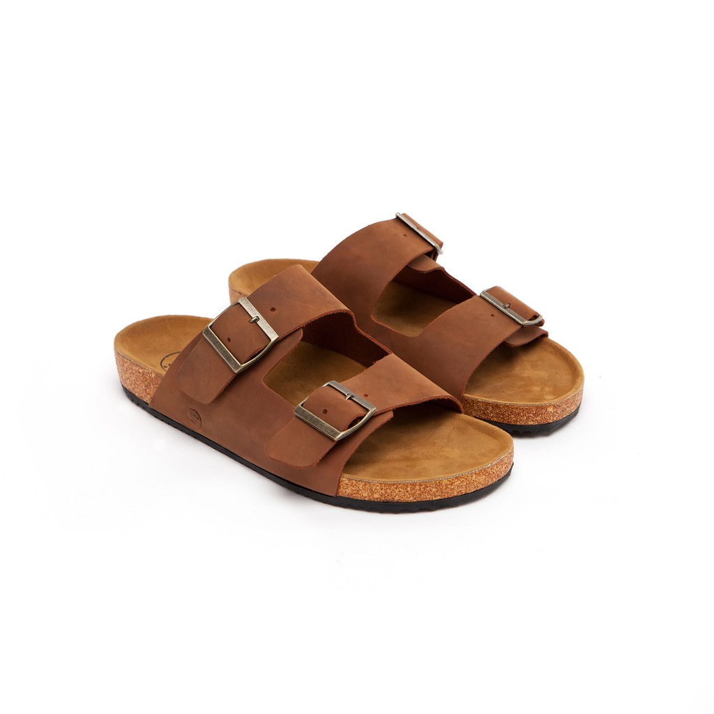 Cozy Brown | Sandal Kulit Asli Casual Ori Simple Pria Cowok Men Sendal Footwear | FORIND x Zapato