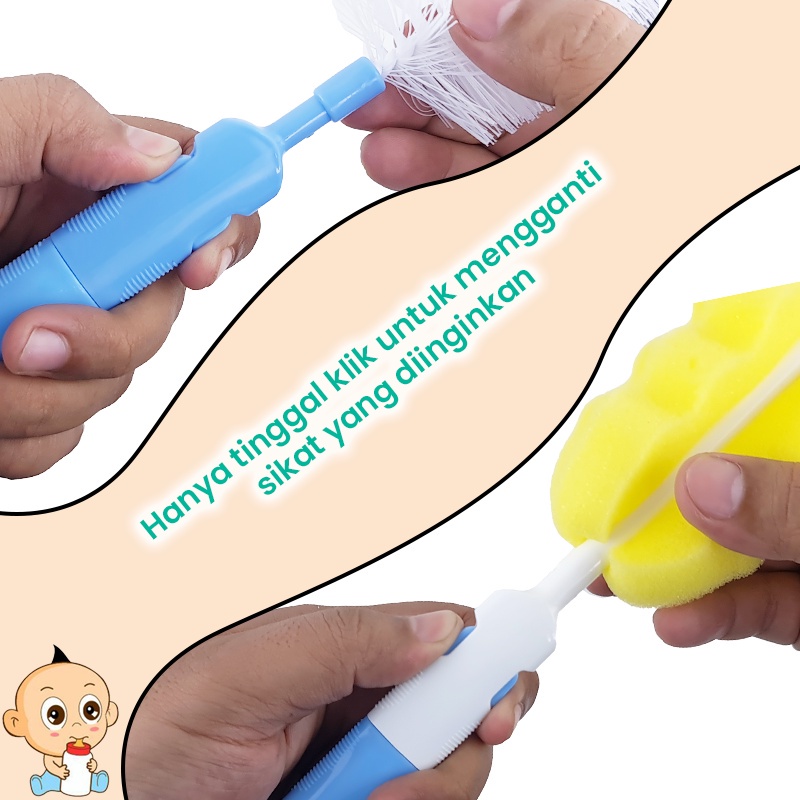 ♥BabyYank♥ Zippy SIKAT BOTOL BAYI 2 IN 1 Sikat Botol &amp; Dot Bottle Brush BPA Free ZIP-OK-505