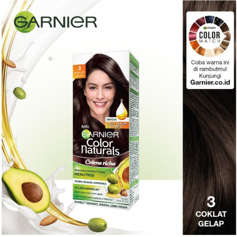 Garnier Color Naturals Hair Color - 3.COKLAT KEHITAMAN (Cat / Pewarna Rambut