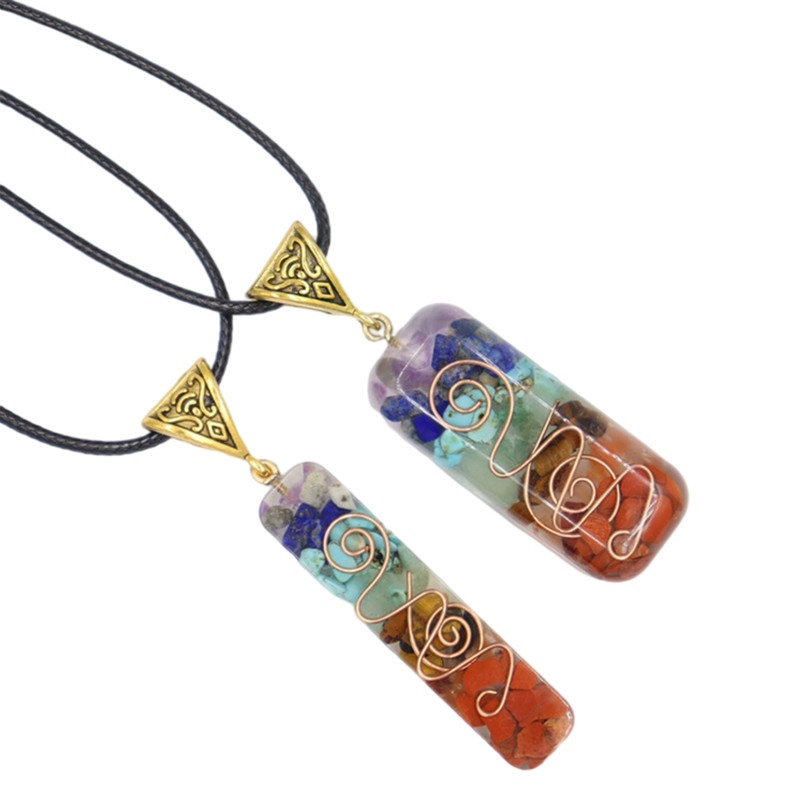 Kalung Rantai Liontin Batu Kristal Orgonit Hex Chakra 7 Chakra Untuk Wanita