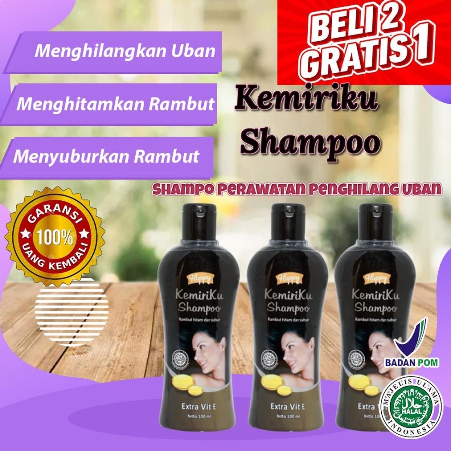 PAKET 3 BOTOL HAPPY KEMIRIKU SHAMPOO UBAN