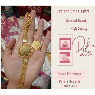 Gelang Wanita Gelang Emas Gelang Tangan Wanita Aksesoris Wanita Lapis Emas 24krt GELANG KOIN LONDON