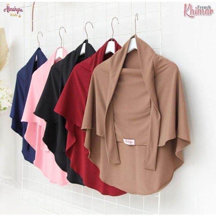 Almahyra French Khimar / French Khimar Anak / Jilbab Jersey / Jilbab Anak