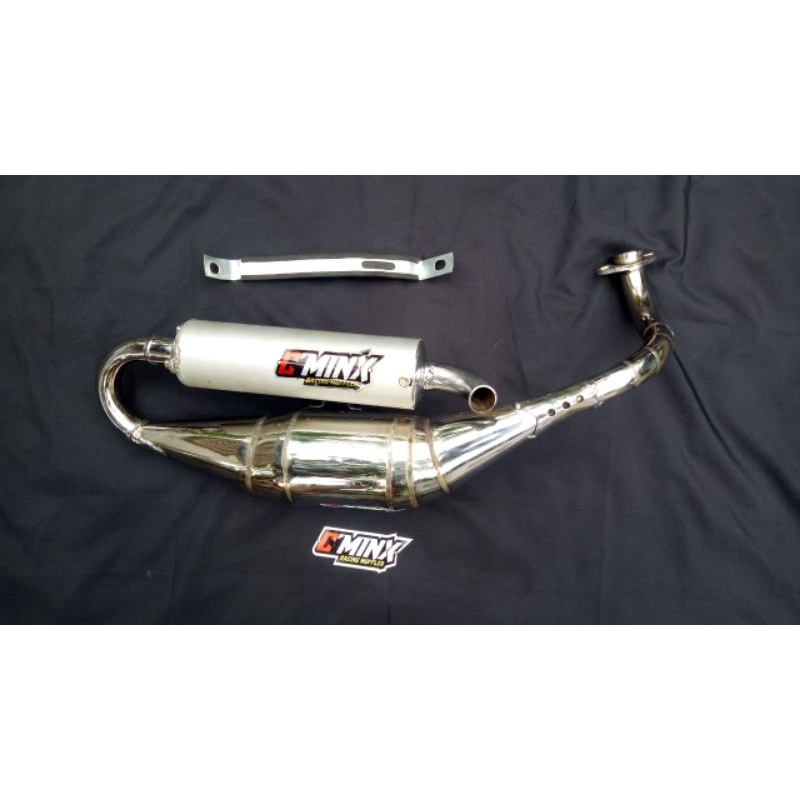 knalpot racing sanek full crome by c'minx