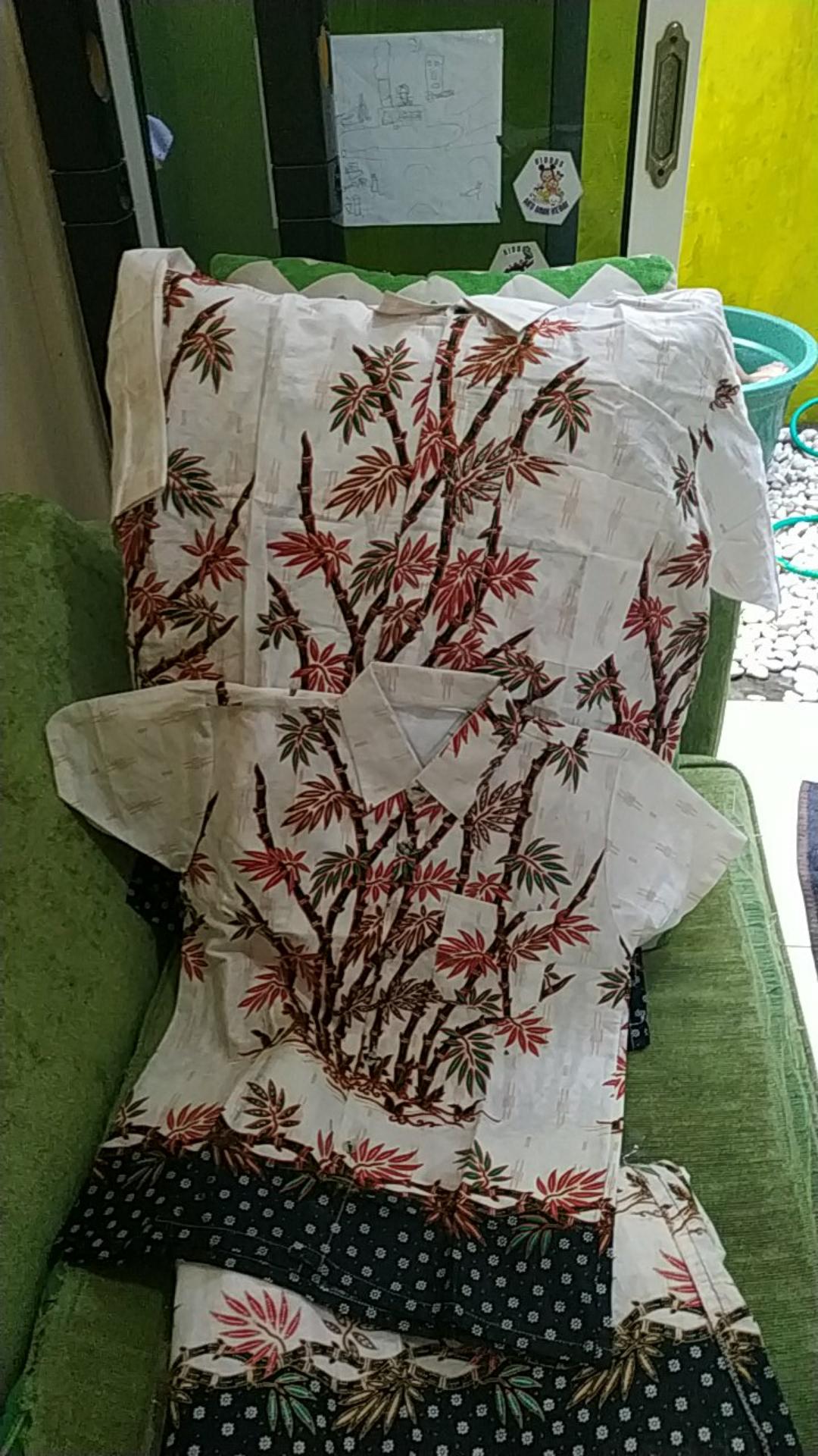 Batik Couple Keluarga Sania Ruffle Ori Ndoro Jowi Dnt - Motif Bambu Putih